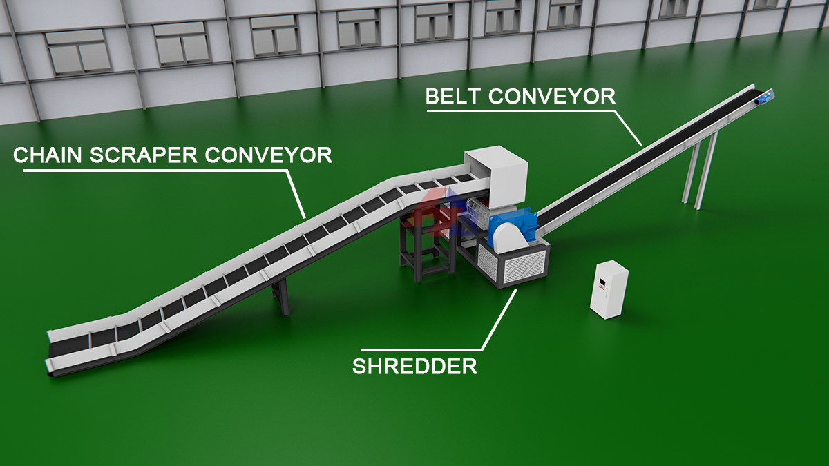 Double Shaft Shredder Machine 3D